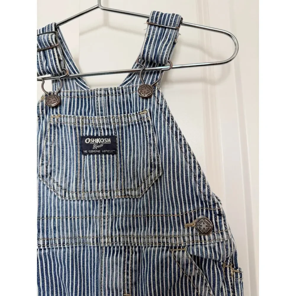 OshKosh B’gosh Railroad Stripe Cargo Overalls blue white